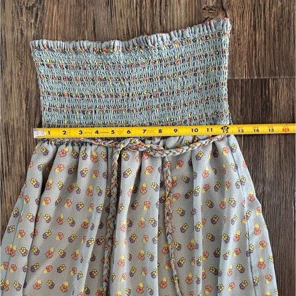 Lani Smocked Strapless Maxi Hawaiian Dress Women’s Lg Blue Yellow Salmon Floral - Picture 6 of 10